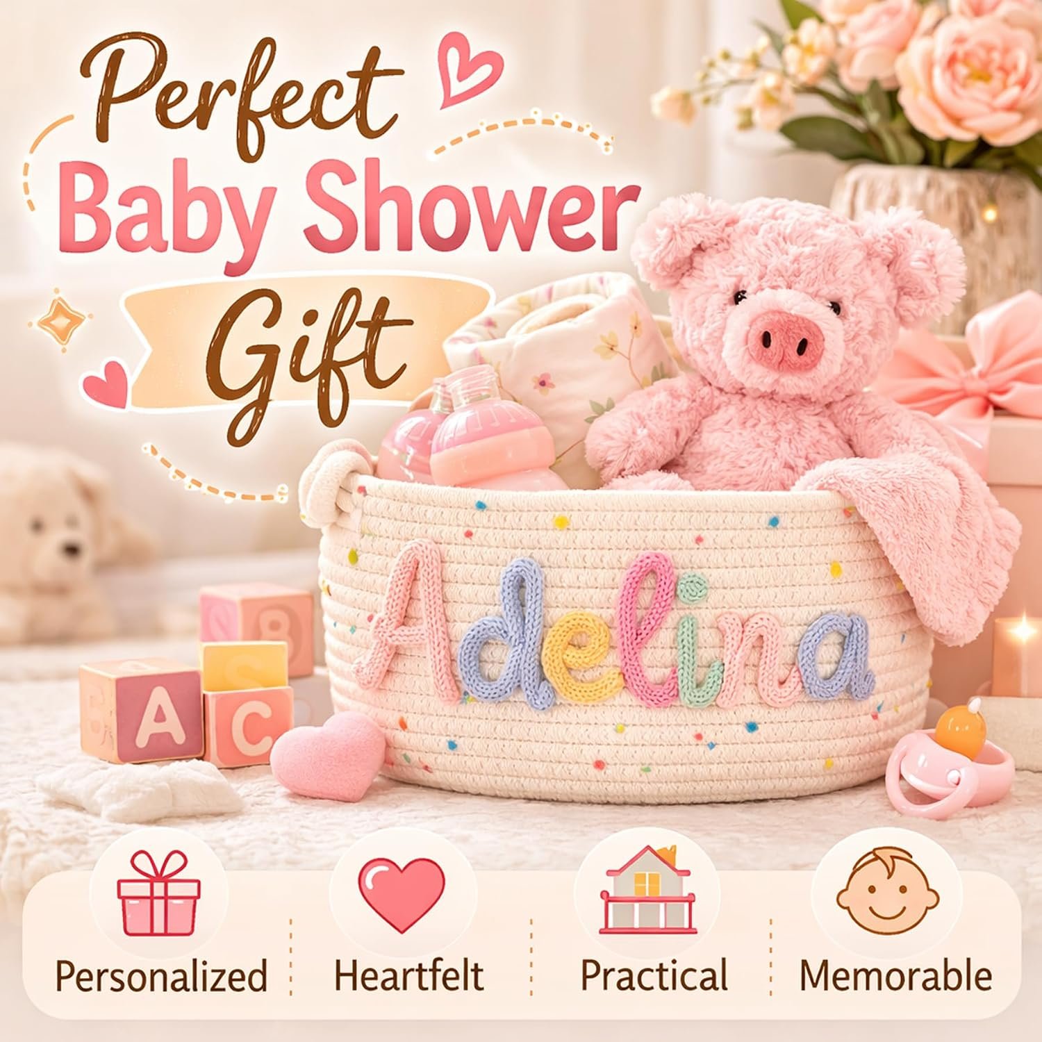 Personalized basket for toys and clothes