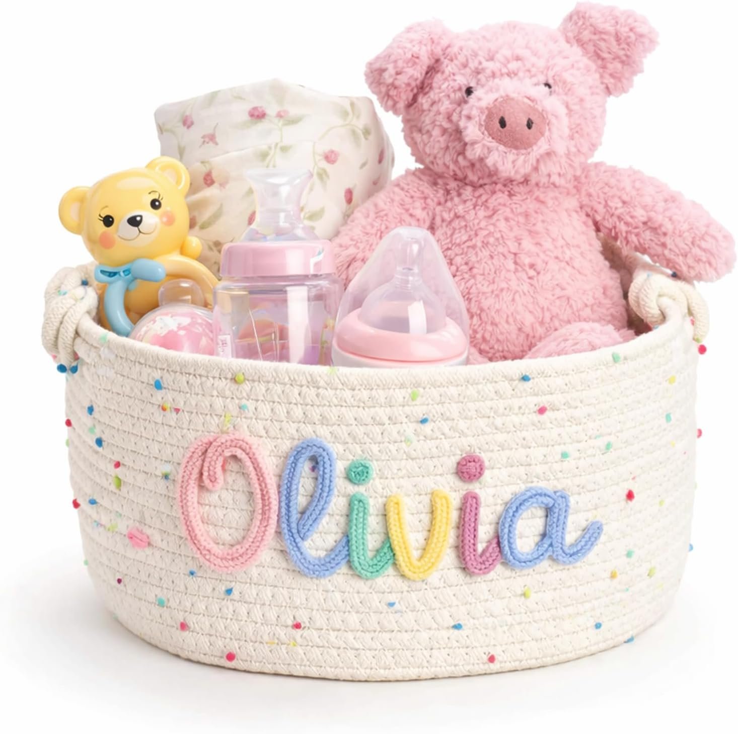 MBBEST personalized baby basket with embroidered name